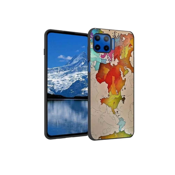 Oil-Paints-World-Map Phone Case, Degined for Moto G 5G Plus Case Men Women, Flexible Silicone Shockproof Case for Moto G 5G Plus