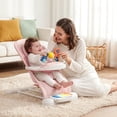 thumbnail image 3 of Babyomi 4 in 1 Baby Bouncer, 3-Level Recline Foldable Rocker for Infant to Toddler 0-6 with Detachable Pianos, Feeding Tray and Play Bar 12-24 Months, Girls and Boys Gift, Pink, 3 of 8