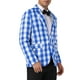thumbnail image 4 of INSPIRAR CHIC Traje de Día del Padre para Hombre, Blazer de Cuadros Gingham de Un Solo Botón, Corte Regular, Solapa Muesca, S Azul Blanco, 4 of 5