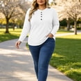 thumbnail image 6 of LEKWK Plus Size Tops for Women Long Sleeve Crew Neck Henley Shirts Fall Winter Relaxed Fit Workout Tops Gym Running Activewear,Size L-5XL, 6 of 6