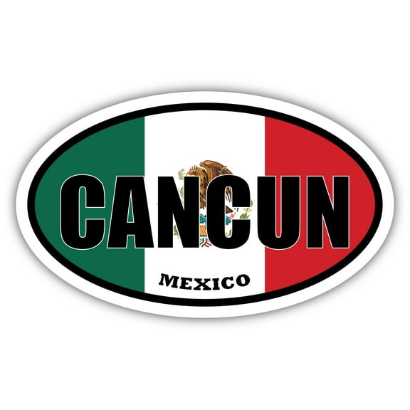 Cancun Mexico Flag Oval Decal Vinyl Bumper Sticker 3x5 inches