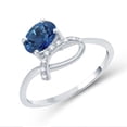 thumbnail image 2 of Sterling Silver 1.44 ct Oval Londan Blue Topaz & white Zircon Ring, 2 of 3