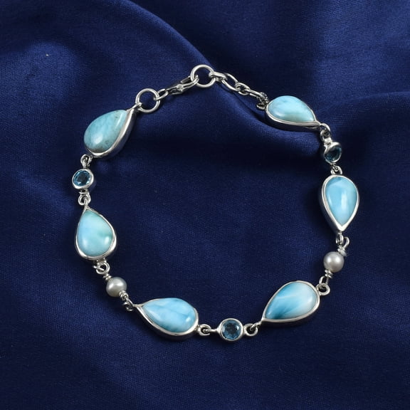 Larimar Tennis Bracelet- Pear Large