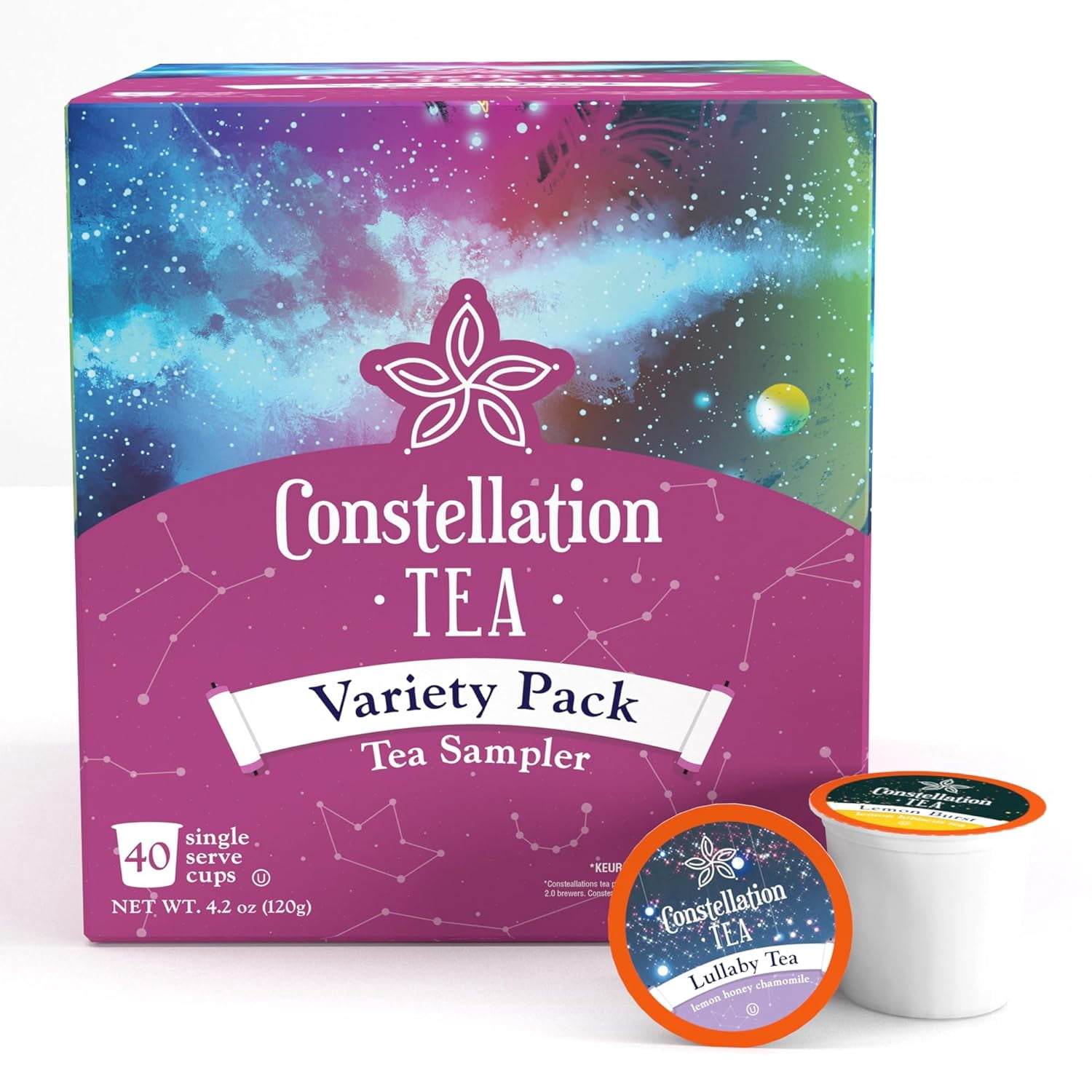 Constellation Tea Assorted Tea Variety Pack Chai, Chamomile, Peppermint, & Hibiscus Tea Pods, 40 Pc
