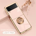 thumbnail image 1 of Electroplated Case for Samsung Galaxy Z Flip 4 5G, Slim Thin Light Plating Frame Rotatable Metal Ring Holder Bracket Cover with Magnetic Car Mount Rugged Shockproof Anti-Scratches Case, Pink, 1 of 12