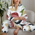thumbnail image 6 of Gukieu Cute Dinosaurs Print Women's Long Sleeve Pajama Set, Button Top Elastic Pocket Pajama Pants Two Piece Set Home Wear-Medium, 6 of 7