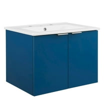 Modway Maybelle 24" Wall-Mount Bathroom Vanity in Navy White