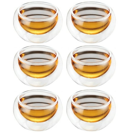 

Glass Tea Cup Insulated 6PCS Double Wall Creative Shot Glass Water Glass for Tea