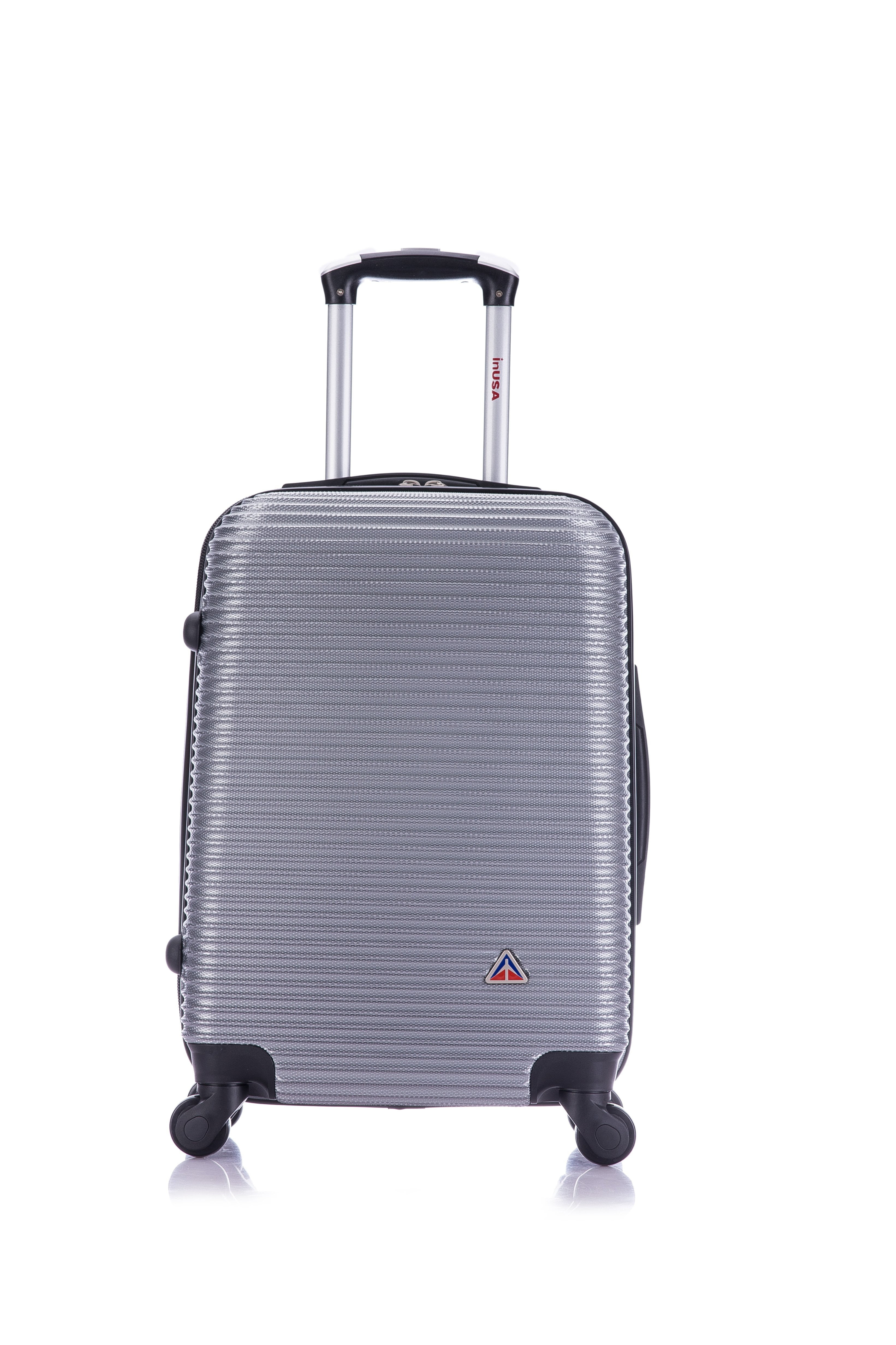 InUSA Royal 20" Hardside Lightweight Luggage with Spinner Wheels, Handle, and Trolley, Silver
