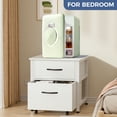 thumbnail image 2 of INFANZIA Mini Fridge Stand with Storage, Beverage Refrigerator Stand Table with Rolling Cabine, 22.1"Lx 23.2"W Solid Wood Heavy Duty Mini Fridge Cabinet for Dorm, Office, Bedroom, Black, 2 of 8