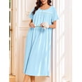 thumbnail image 4 of Ekouaer Cotton Nightgowns for Women Long Night Gown Short Sleeve Sleepdress Victorian Sleepwear Nightdress with Pockets, 4 of 6