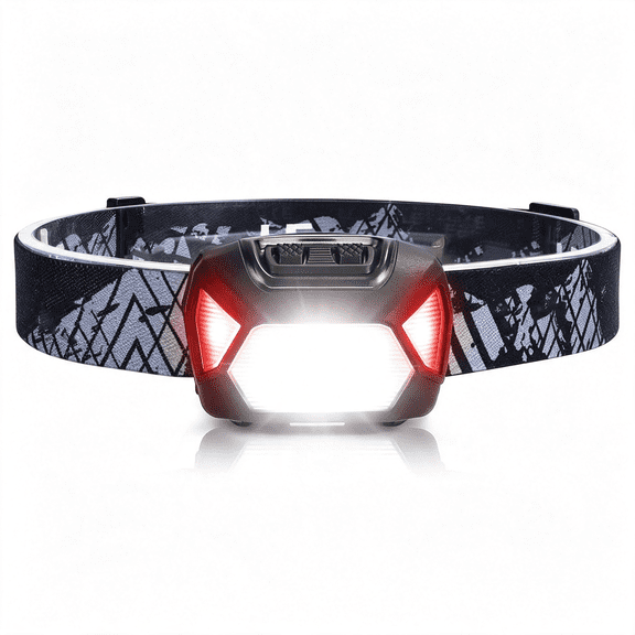 HIBIBUD Headlamp Battery Powered Waterproof Led Headlight 6 Modes-Black Super Bright,Spotlight&Floodlight,Red Light,Adjustable Headband,Camping,Hiking,Power Outages,Aaa Batteries Not Included