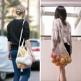 thumbnail image 4 of Pebbuoy Cotton Mesh Bag Reusable Grocery Tote with Long Handles Washable Eco-Friendly Shopping Handbag Lightweight Foldable Net Tote for Fruits And Vegetables, 4 of 7