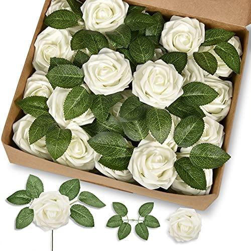 Artificial Fake Wedding Bouquet Home Party Ivory Rose Flower Decor Decoration 