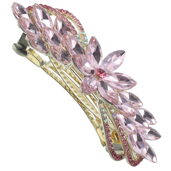 LOLIPPYY Fancy Hair Clips Women Pink Rhinestone for Hair Styling on New Year's Eve 1Set