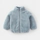 thumbnail image 2 of Bouanq - Ropa para bebé niña, chaqueta con forro polar Sherpa, abrigo de invierno grueso y cálido de color sólido con cremallera, 2 of 5