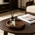 thumbnail image 5 of Round Wooden Candle Tray Rustic Farmhouse Centerpiece for Pillar Candles Coffee Table Kitchen Counter Brown, 5 of 6