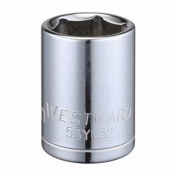 1/2 in Drive, 20mm Hex Metric Socket, 6 Points, Steel, Chrome, 20 mm 53YU32