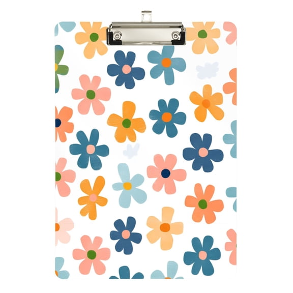 FORMRS Acrylic Clipboard with Low Profile Clip Standard A4 Letter Size, 12.5" x 9", Colorful Flowers