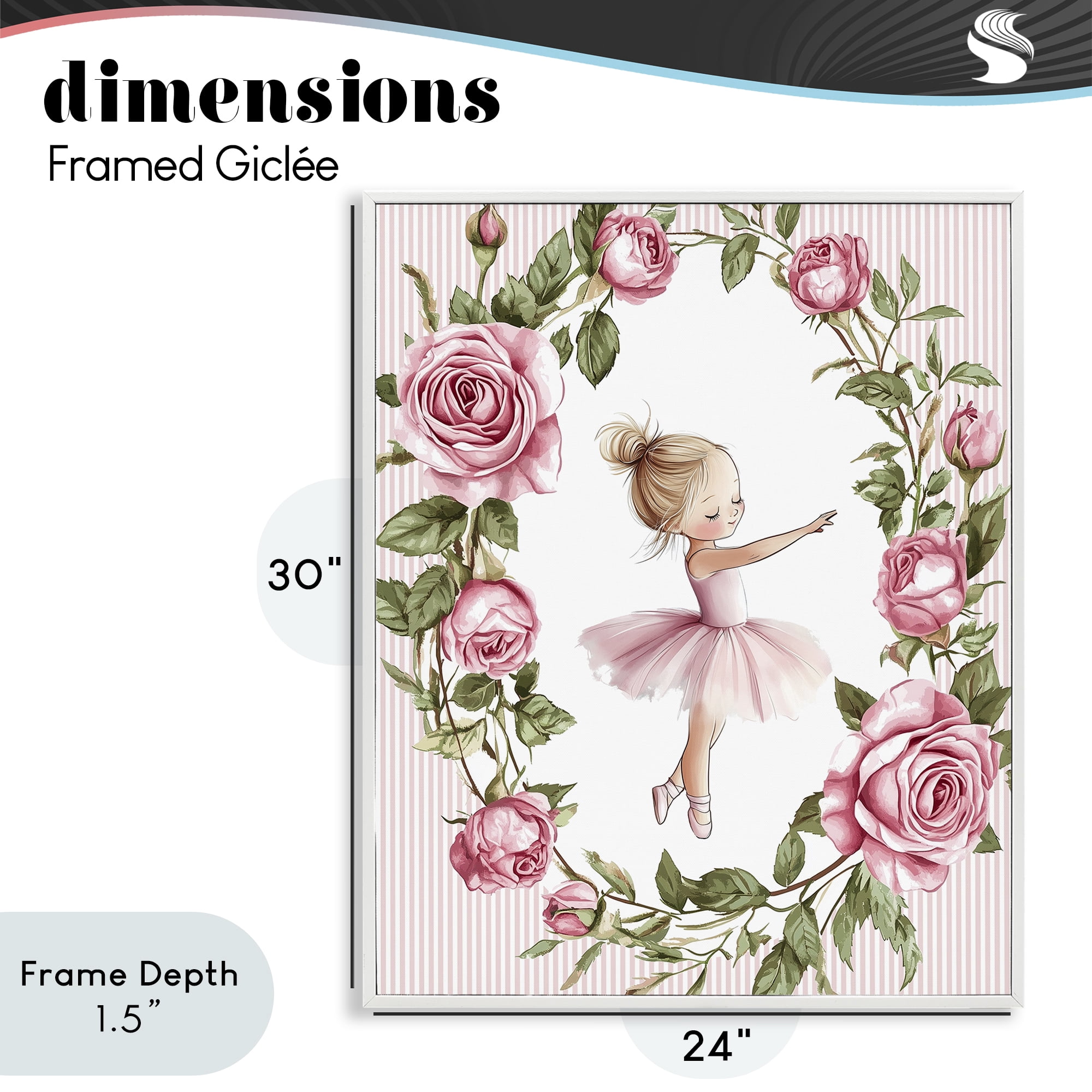 Stupell Industries Little Rose Dance Ballerina White Framed Giclee Art, design by Christine Simpson Art