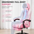 thumbnail image 4 of Mr IRONSTONE Ergonomic Gaming Chair with Massage Lumbar Support and Footrest, Heavy Duty 400lbs Computer Chair for Adults, Pink/White, 4 of 8