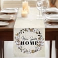 thumbnail image 3 of Table Runners 72 Inches Long Dress Scarves, Home Sweet Farmhouse Kitchen Table Runner, Coffee Tablerunners, Wreath Botanical Farmhouse Plants Beige 14x72 Inch, 3 of 9