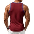 thumbnail image 3 of Delconic Men’s Retro Loose Fit Gym Tank Top Stretchy Quick Dry Contrast Trim Athletic Training Vest Sleeveless Sportswear for Workout Fitness Wine L, 3 of 7