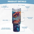 thumbnail image 5 of Pofeuu Colorful Feather Owl Print 40oz Ice Bully With Handle And Straw Stainless Steel Vacuum Insulated Cup And 2 In 1 Straw Lid, 5 of 8