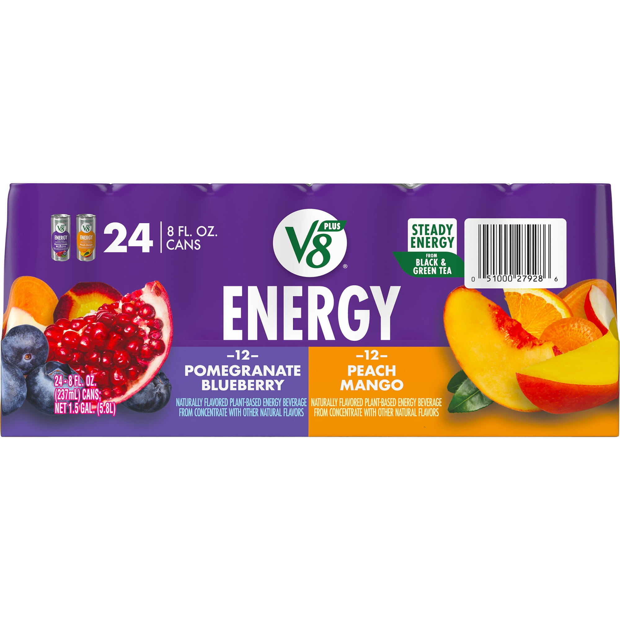 V8 Pomegranate Blueberry Peach Mango Energy Drink, 8 fl oz, 24 Pk