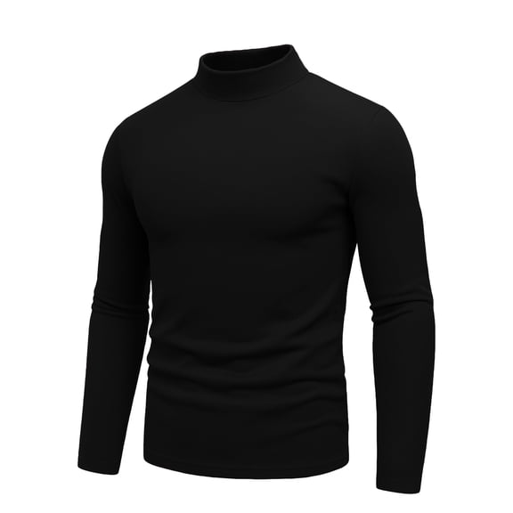 Mens Mock Turtleneck Shirt Long Sleeve Stretchy Casual Pullover Mock Neck Bryle Black Sweater (S)