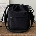 thumbnail image 4 of Yucurem Women Bucket Bag Drawstring Corduroy Crossbody Shoulder Bag Shopping Bag(black) Fashion shoulder bag (Black), 4 of 9