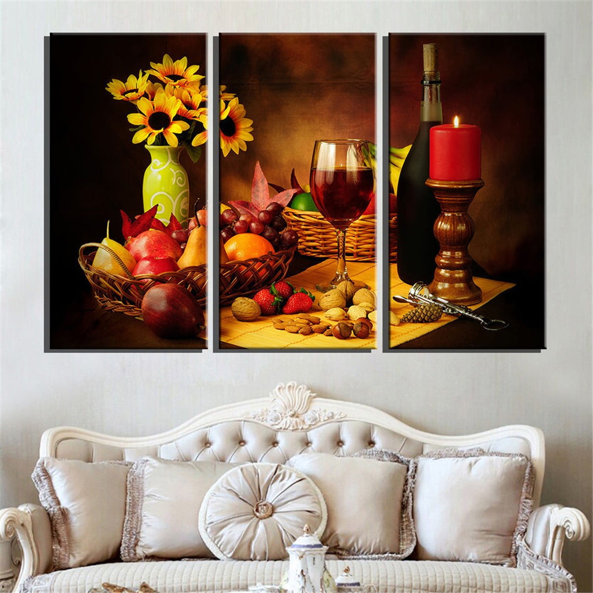 3Pcs Modern Home Canvas Wall Decor Art Painting Picture Print Red Wine & Grape 