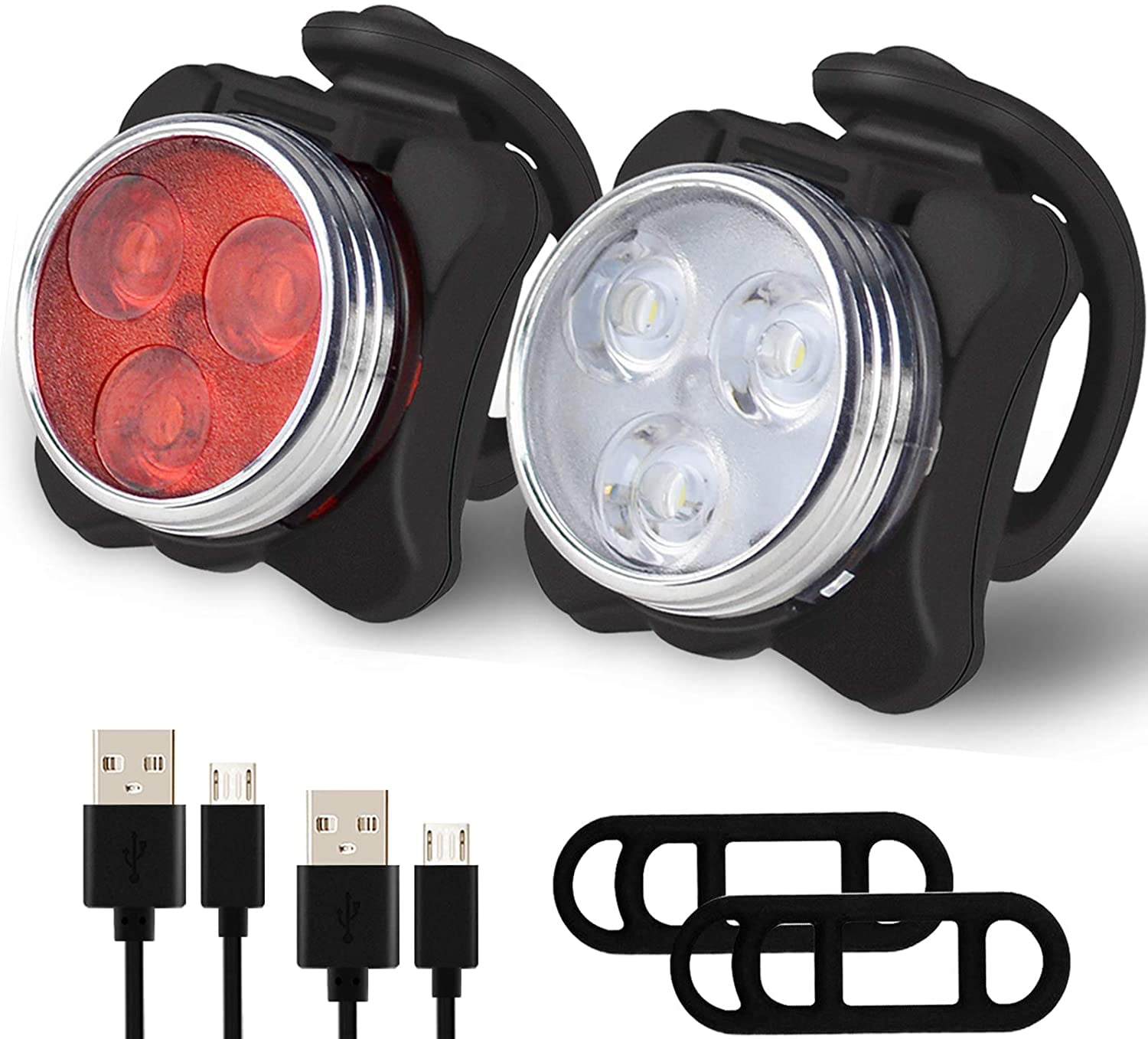 Rechargeable Bright LED Bike Lights Set Headlight Taillight Combinations LED 