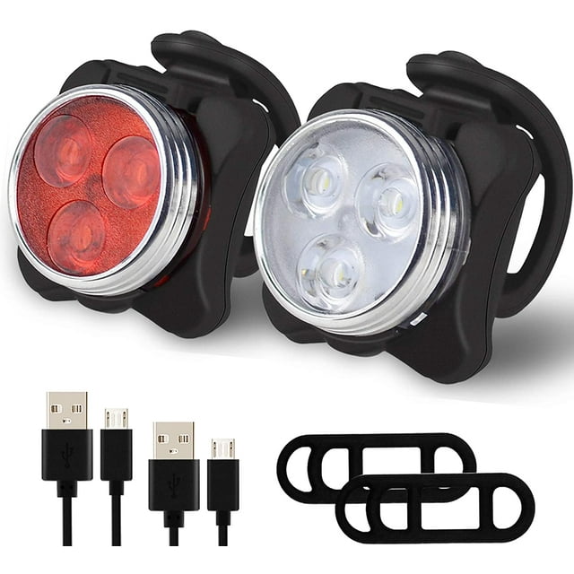 Rechargeable LED Bike Lights Set,4 Brightness Modes Bicycle Lights,USB Rechargeable IPX4 Water and Dirt proof Mountain Road Bike Front and Rear Light