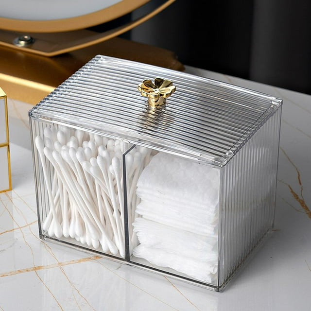 Soporte para almohadillas de maquillaje shamjiam Organizador de hisopos con tapa Estuche de almacenamiento