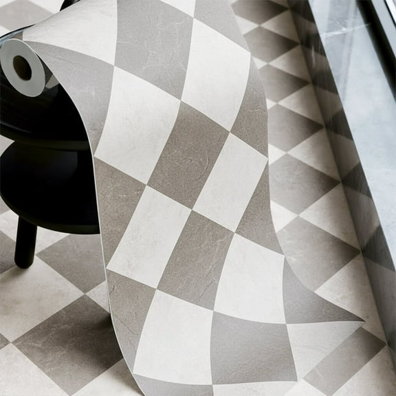 auxua Caramel‌ Vinyl Checked Flooring Roll – Small Size (15.7” x 6.56ft) for 8.61 sq.ft Coverage, Seamless Grain Match, Hassle-Free Peel & Stick Tile Application, Ideal for Kitchens & Bathrooms