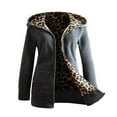 thumbnail image 1 of DPTALR Manteau Chaud en Fausse Fourrure pour Femmes Veste d'Hiver Léopard Manches Longues, 1 of 4