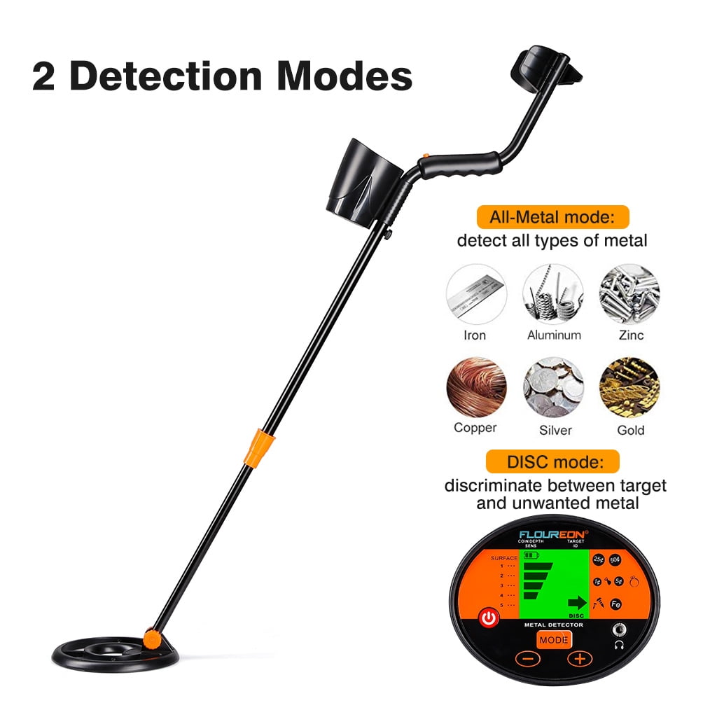 Metal Detector for kids, Floureon Waterproof Metal Dector High Accuracy Professional Handheld Detector with DISC, All-Metal & Pinpointer Modes, Gold Hunter Digger for Adults Beginners