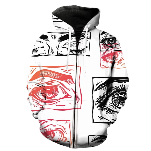 Sudadera con capucha y cremallera para hombre, de manga larga y gran tamaño, con diseño abstracto de ojos de tigre, ideal para la primavera de 2024. Chaquetas informales con capucha para adolescentes.