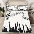 thumbnail image 2 of Homewish Music Lover Twin Sheet Sets,Black Splatter Ink Twin Fitted Sheet,Musical Notes 03 For Girl Boys,Microfiber Bedroom Decor,3pcs, 2 of 7