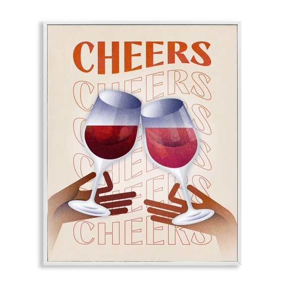 Stupell Industries Cheers Wine Glasses Food & Beverage Painting White Framed Art Print Wall Art, 16 x 20