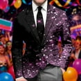 thumbnail image 5 of LRen Men's Sequin Jackets Open Front Blazer Jacket Casual Long Sleeve Sparkly Cardigan Coat with Pocket,2XL,A6-Purple, 5 of 5