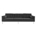 thumbnail image 3 of Inspired Home Victor Linen Sofa Button Tufted Mid-Century Chrome Legs, Grey, 3 of 9
