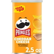 Pringles Cheddar Cheese Potato Crisps Chips, Lunch Snacks, 2.5 oz Canister