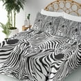 thumbnail image 5 of Ambesonne Black White Fitted & Top Sheet Set with Shams, Savannah Zebra Stripe, Black White, 5 of 8