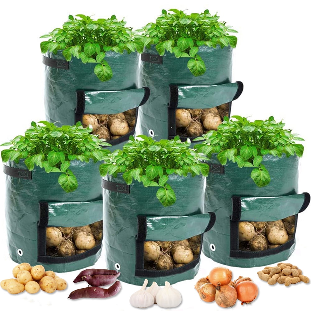 KBOOK 5 Gallon Potato Grow Bags PE Fabric Planting Gardening Vegetable