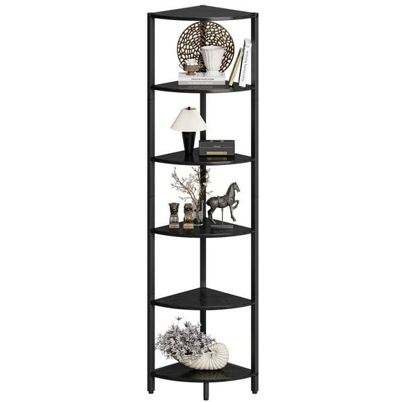 Estantería de esquina IRCPEN CS-001B3, 160 cm, metal, madera negra