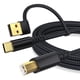 thumbnail image 1 of 1m USB Type-C to Square USB Type-B 2 in 1 Printer Cable Braided Printing Connection Cord - Grey, 1 of 5