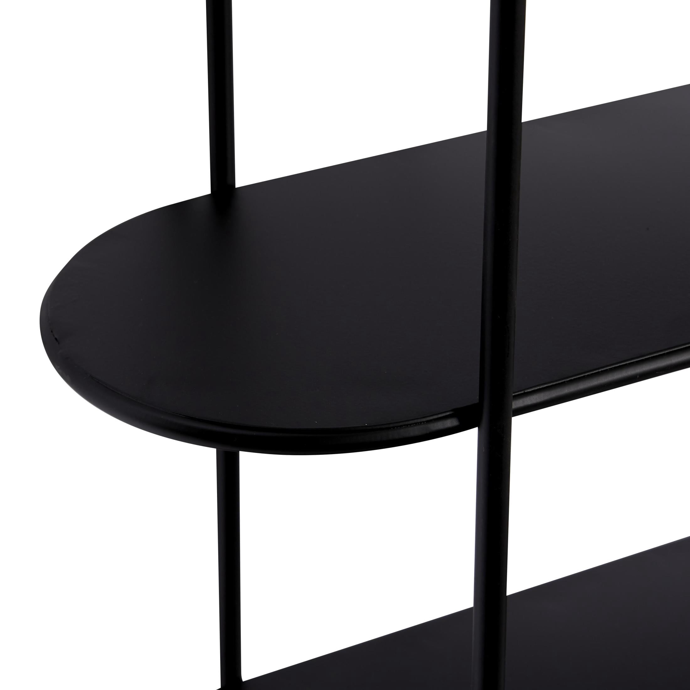 DecMode Black Industrial Metal Long with Round Edge 3 Tier Wall Shelf, 28"W x 28"H