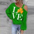 thumbnail image 1 of Hauts de Vacances pour Femmes Mode Chandail Imprimé de la Saint-Patrick pour Femmes Chemise à Épaules Dénudées Graphique à Manches Longues, 1 of 5